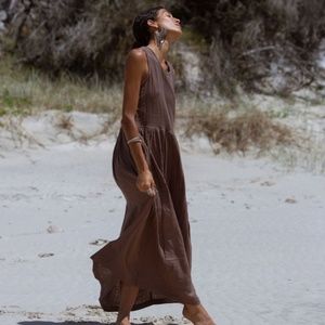 Daughters of India- Nadi Dress in Chocolate